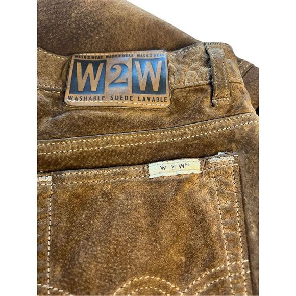 Wash2Wear W2W Leather Pants Brown Washable Suede Straight Leg women’s 32- Vintag - Picture 4 of 5